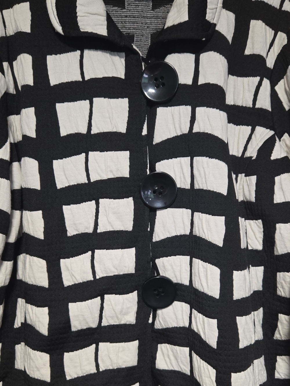 Ali Miles Black and White Windowpane Button Jacket - Picture 3 of 5